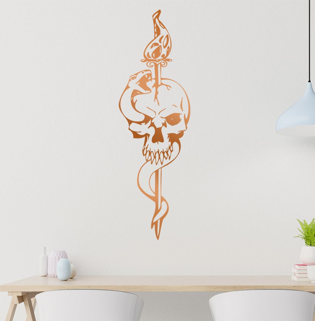 Schlange und Schädel Wandtattoo in 6 Größen - Wandaufkleber Wall Sticker - Dekoration, Küche, Wohnzimmer, Schlafzimmer, Badezimmer