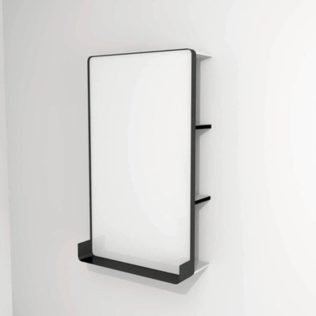 LED Badspiegel mit Ablage Devo Sonus 2.0 Artic White/Black 55.5x94 cm SO2-LU55x94x27-F01