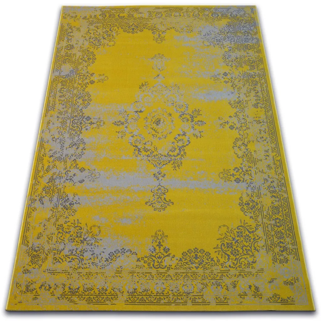 Tapis Jaune Rosette 22206/025 Vintage 80x150 cm - Texture Moelleuse