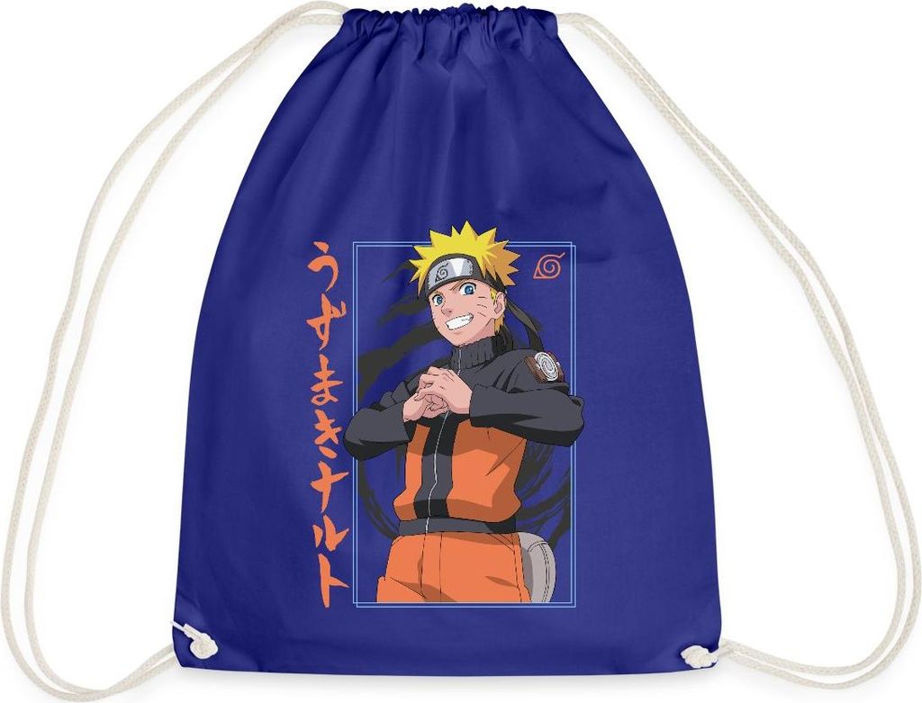 Spreadshirt Naruto Shippuden Design Mit Schriftzeichen Turnbeutel, One size, Königsblau