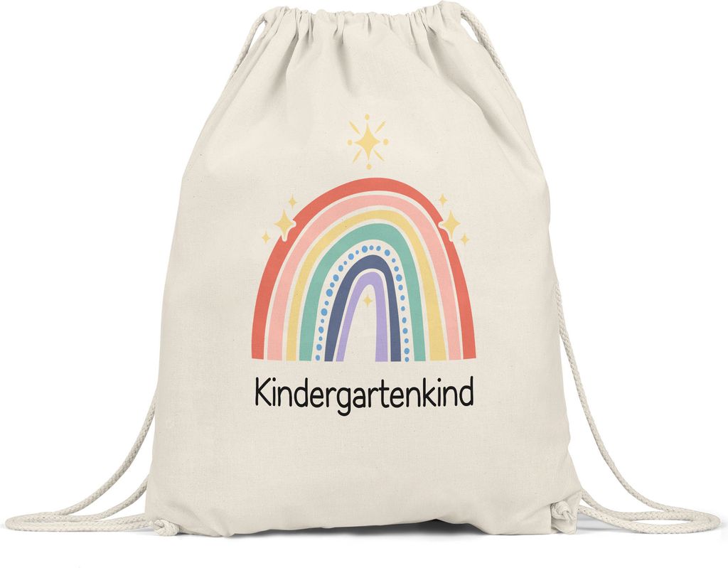 Kindergartenkind Turnbeutel Gymsack Geschenk Kindergarten Start Kita Regenbogen Sterne Buntes Motiv