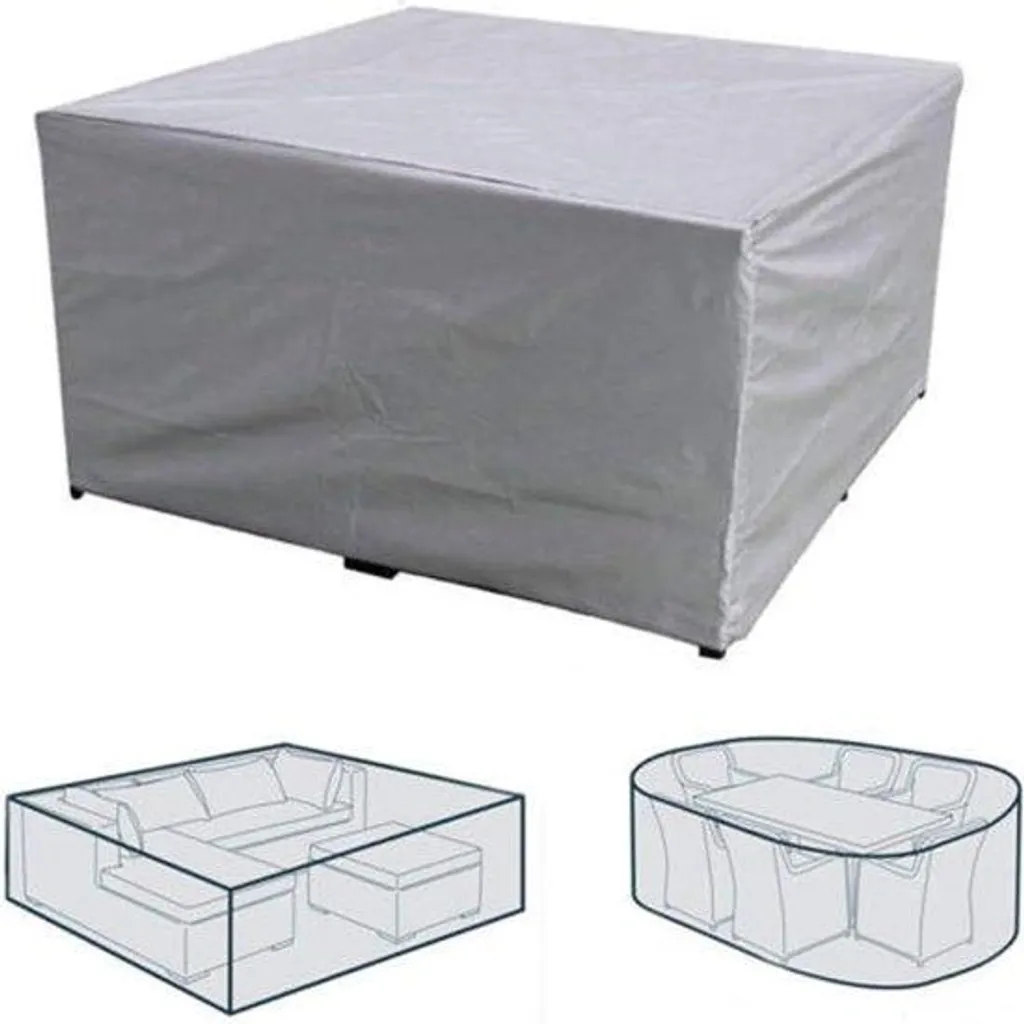 Pouf rectangulaire extérieur en polyester robuste et imperméable gris