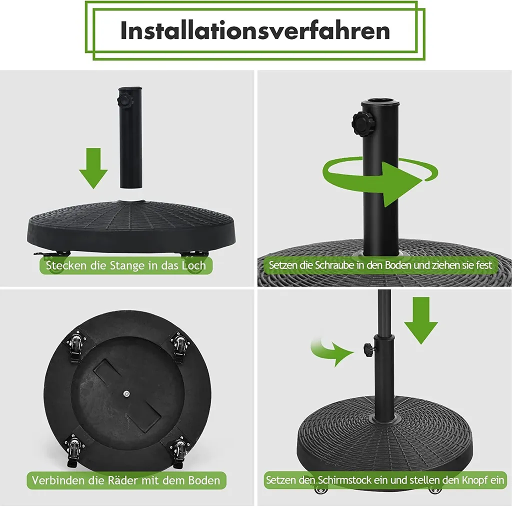 Socle de parasol mobile 23kg idéal pour jardin, piscine et terrasse