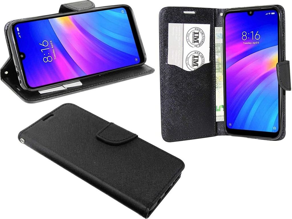 Buch Tasche "Fancy" Handy Hülle kompatibel mit iPhone 13 Mini Schwarz