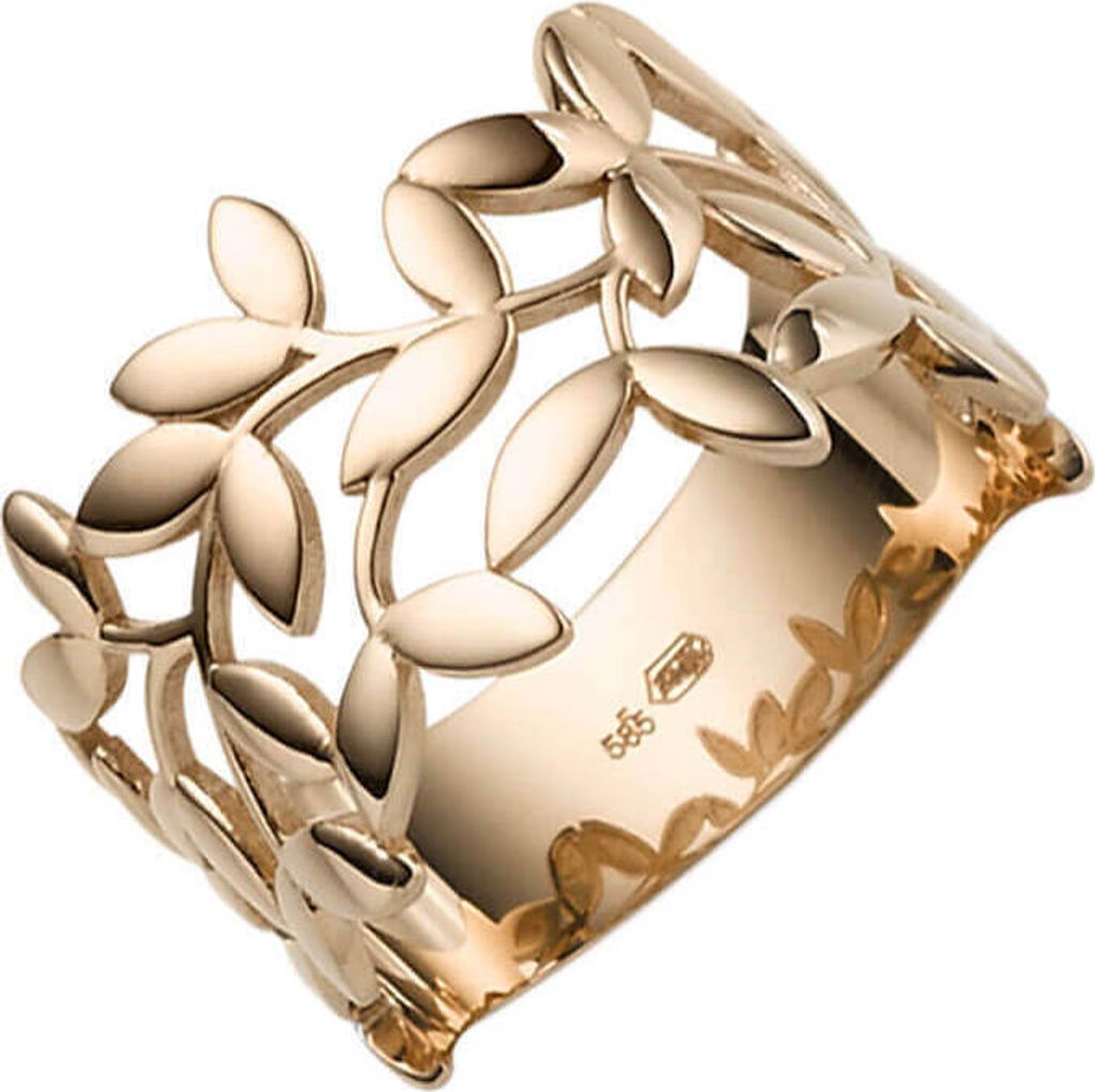 Ring Olivenzweig aus 585 Gold Rotgold Breite 12mm glänzend Fingerring Damen Innenumfang 60mm Ø19.1mm