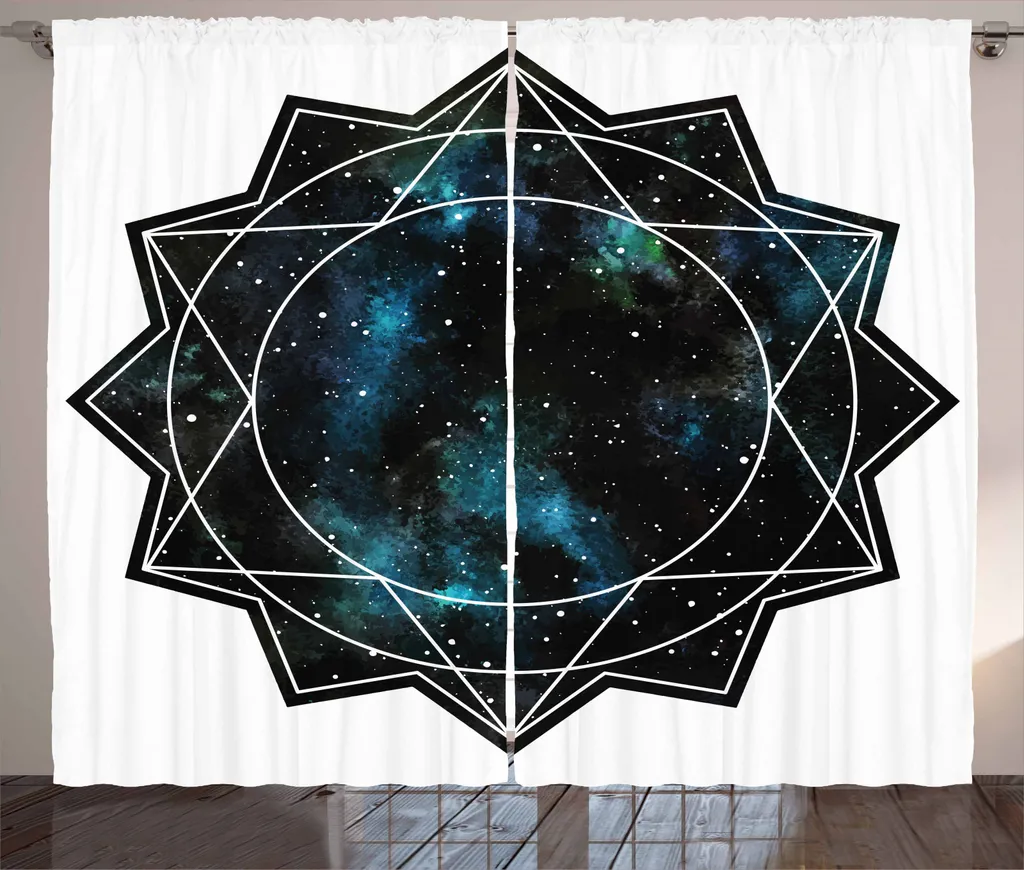 Tende ABAKUHAUS Lavabili 280x245: Mandala Blu Notte e Antracite