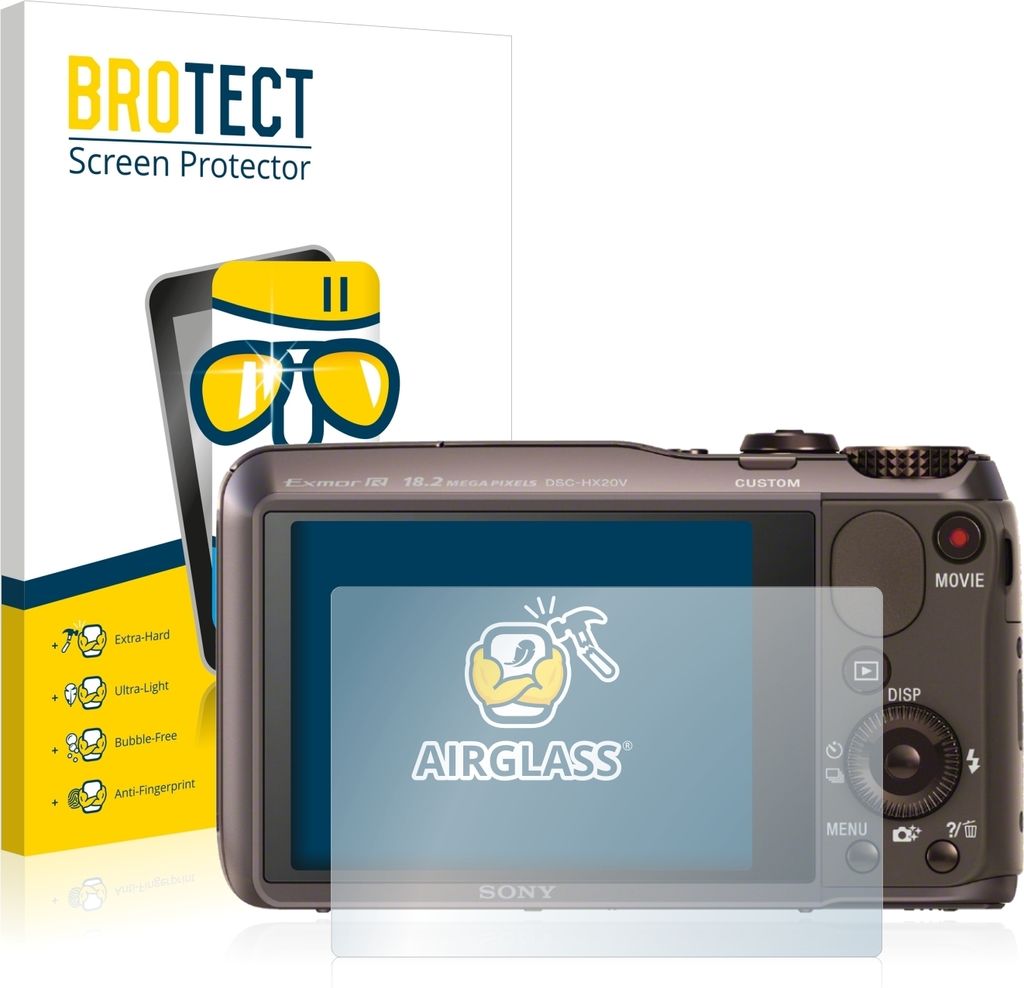 BROTECT Schutzglas für Sony Cyber-Shot DSC-HX20V Schutzfolie Panzer Folie Glas Display Schutz klar