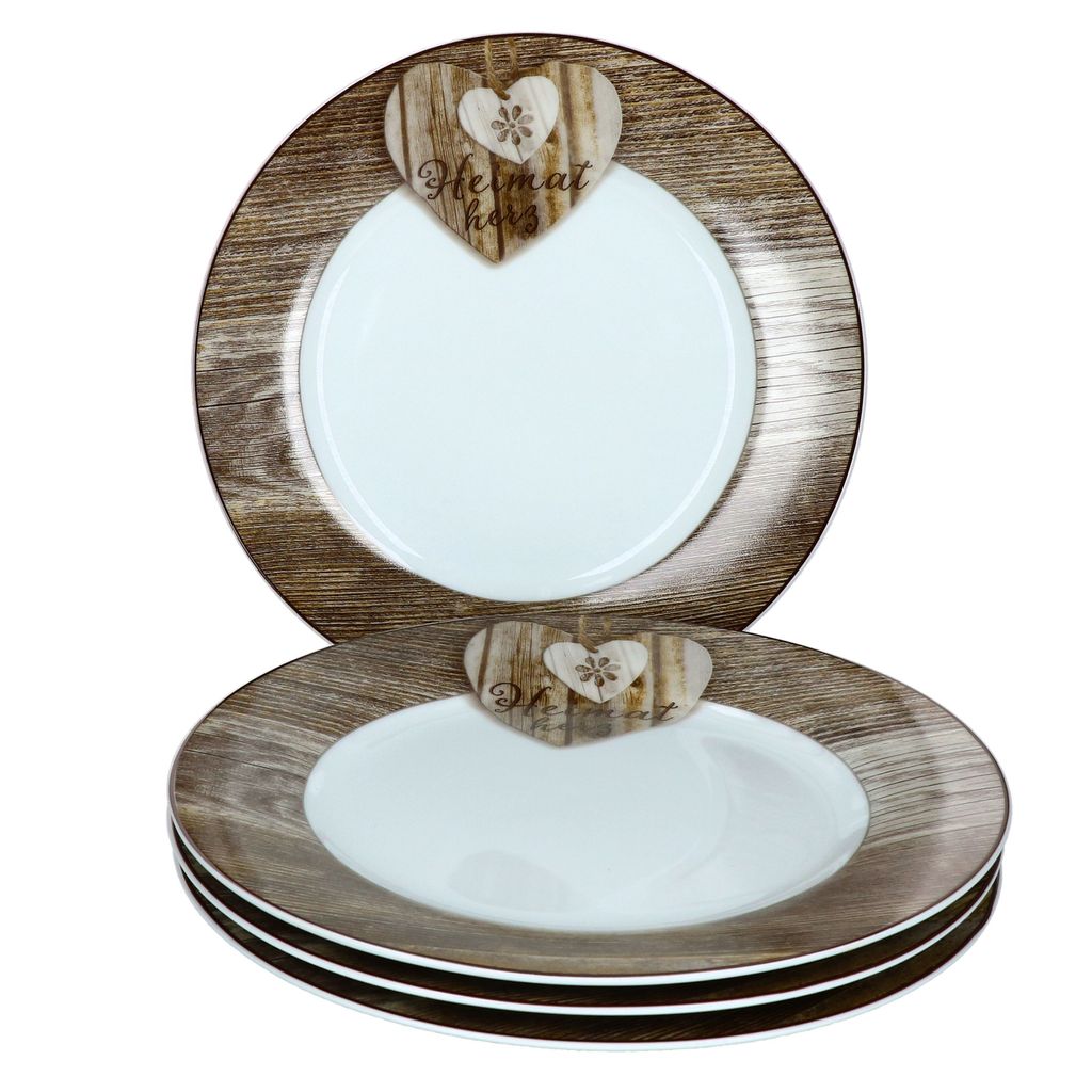4er Set Herz Chalet Kuchenteller flach Dessert-Teller Frühstück 4 Pers. Porzellan Ritzenhoff