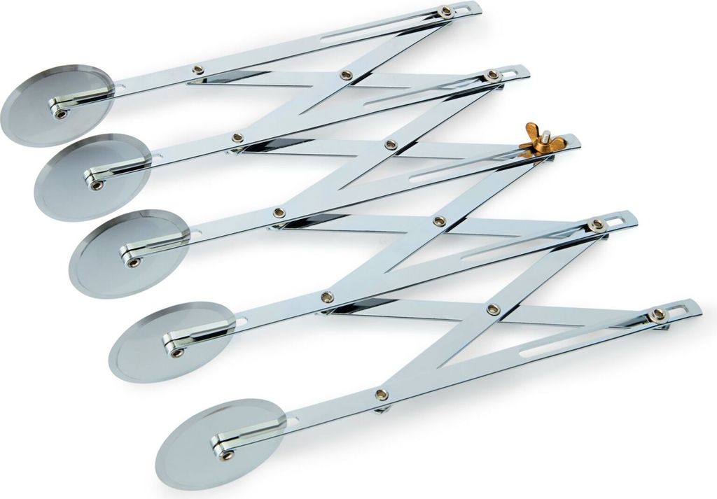Teigschneider, 5 Rädchen Ø 5 cm, 24 cm, mit justierbarer max. Schnittbreite 12 cm, Edelstahl