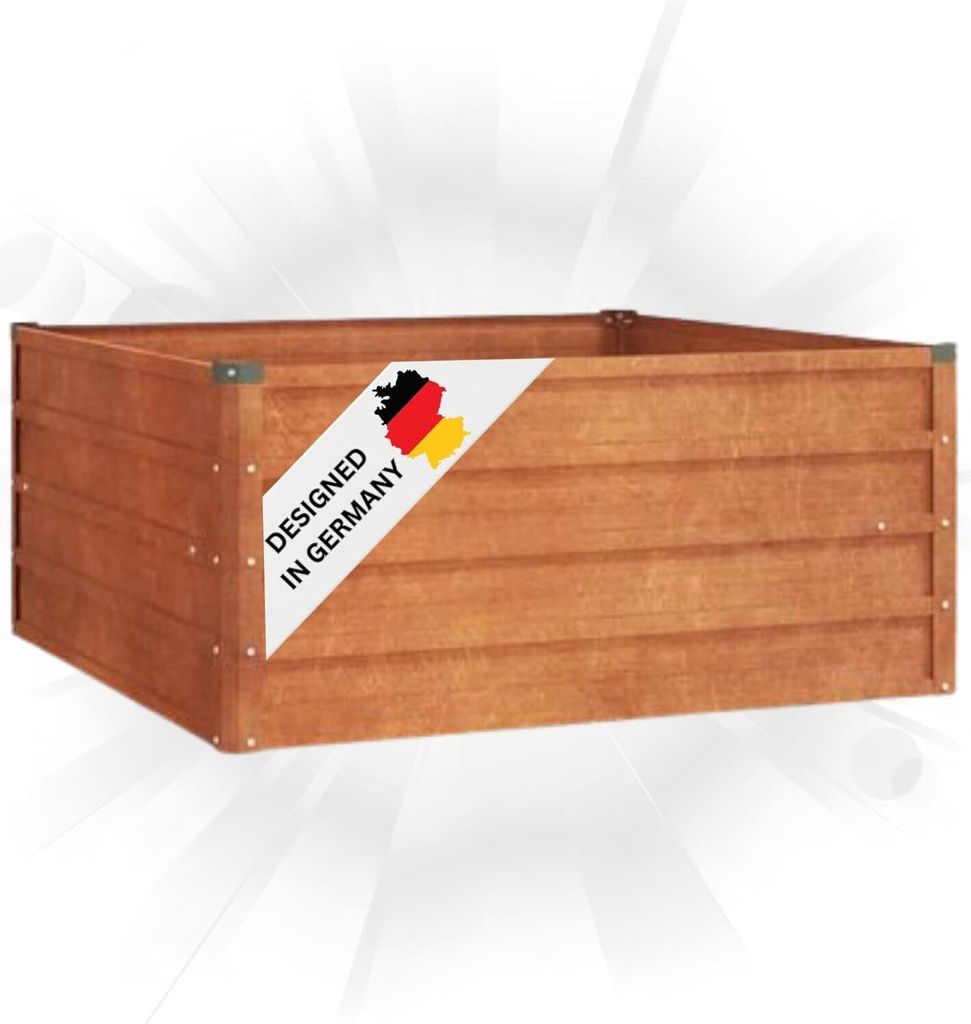 DELUKE Hochbeet aus Cortenstahl ISAK | unten offen | Pflanzenbeet Gartenbeet Metall Blumenbeet Beet hoch Frühbeet für Garten Gemüsebeet, 100x1...