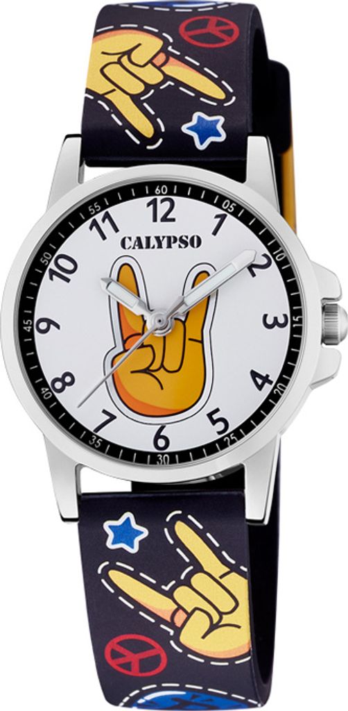 Calypso Kinderuhr Edelstahl analog schwarzes Kunststoffband K5790/6