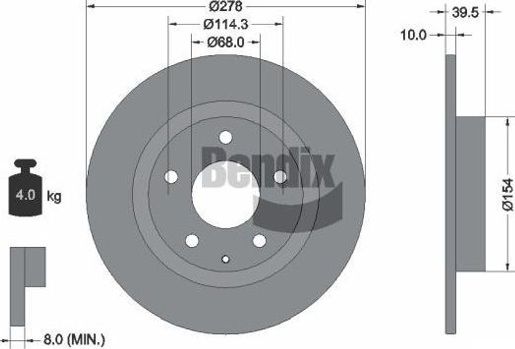 BENDIX Braking BDS1725 Bremsscheibe OE GHT226251 kompatibel mit 6