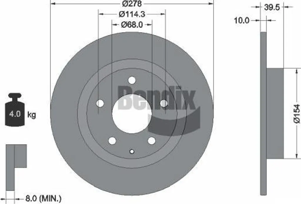 Disque de frein arrière BENDIX BDS1725 compatible Mazda 6 série GHT226251