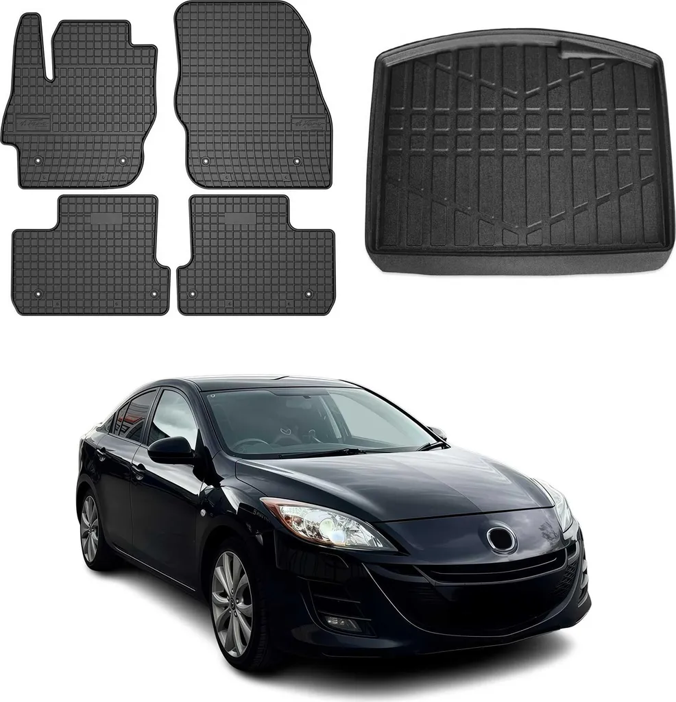 Kit 5x Tappetini + Fodera Bagagliaio Mazda 3 2008-2014 Gomma TPE