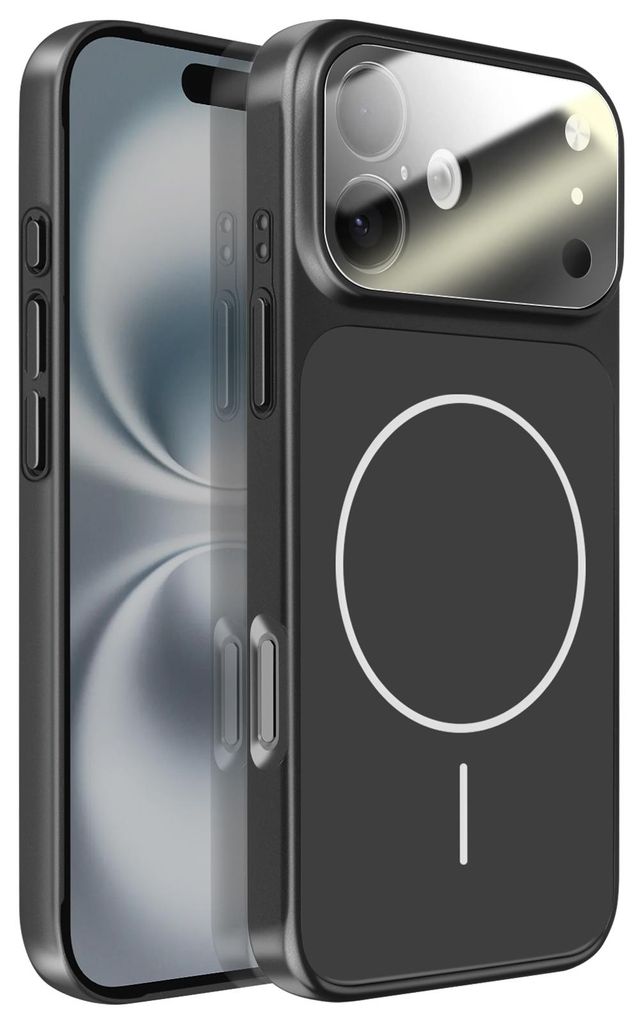 Avizar, MagSafe harte Schutzhülle mit Kamera-Schutzglas für Apple iPhone 16, Schwarz