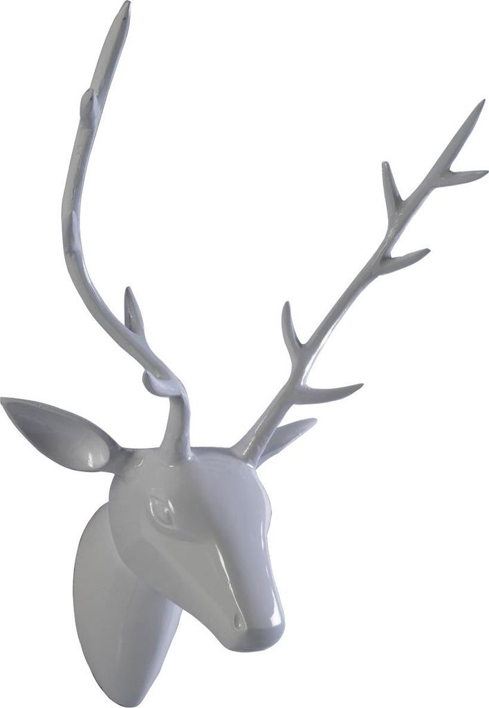 Deko Geweih Hirschkopf 'weiß' (Größe: L) - Wandfigur, Wanddeko, Hirschgeweih, Hirschkopf, Geweih und Skulptur