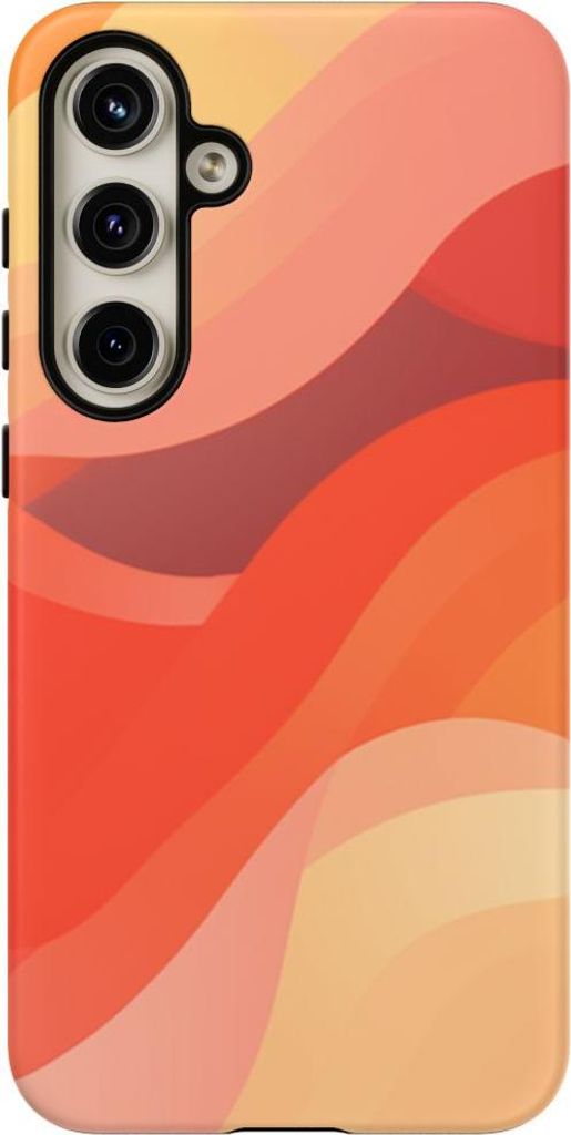 Abstraktes Wellenmuster in warmen Farben – Hülle Kompatibel mit Samsung Galaxy S24 Plus