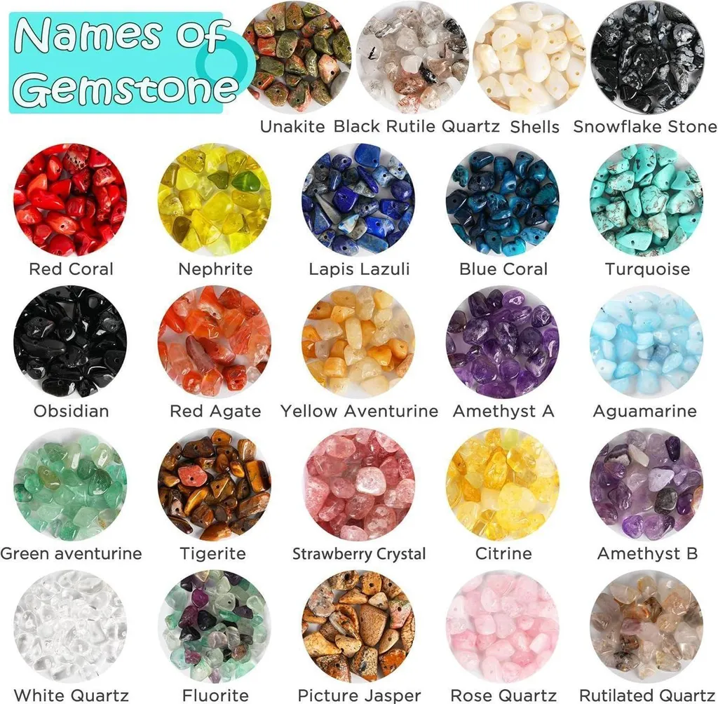 Kit Perles de Gemmes Naturelles 24 Couleurs avec Boucles d'Oreille Argent - 2
