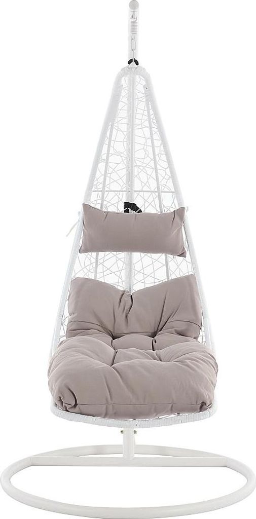 Hängesessel - Polyrattan - Weiß mit grauen Kissen - LUVA Produktbild 