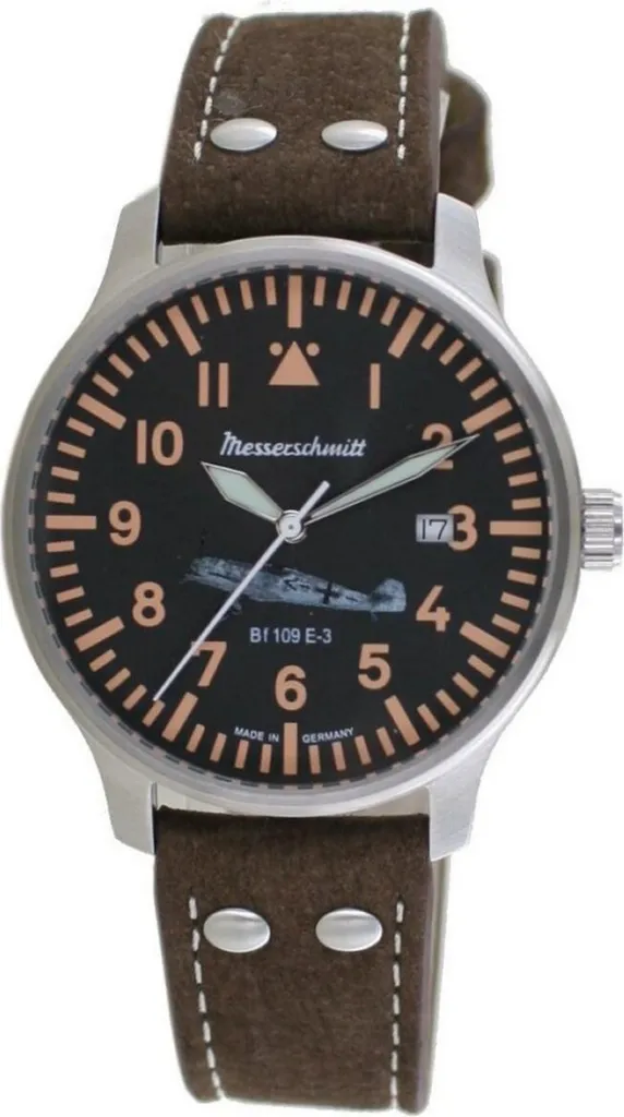 Montre Messerschmitt BF109E-3 cadran lisible et bracelet cuir riveté