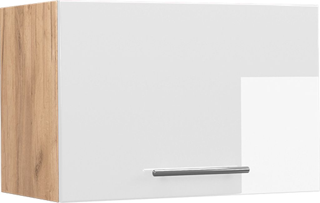 Vicco Hängeschrank Fame-Line, 60 cm Flach, Weiß Hochglanz/Goldkraft Eiche