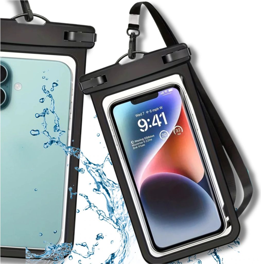 Beutel-Telefonhülle, wasserdichter Anhänger, Geldbörsen-Lanyard, schwarz