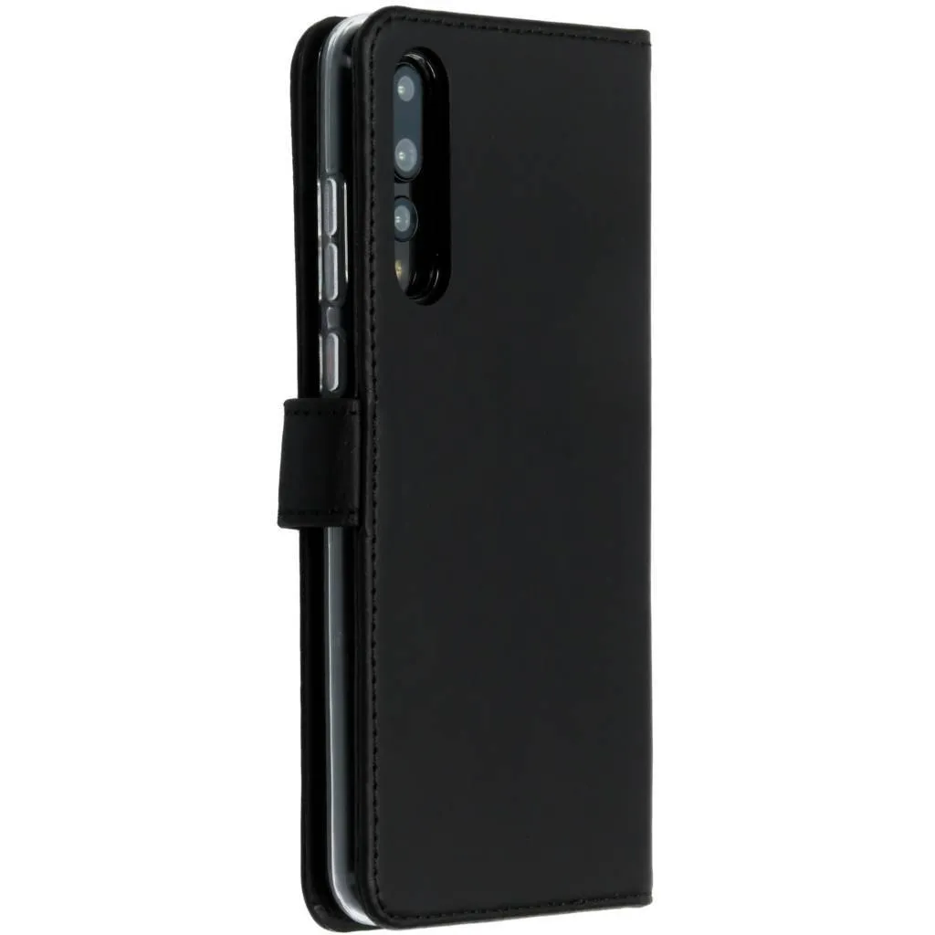 Custodia a libro in vera pelle Selencia per Huawei P20 Pro - Nero