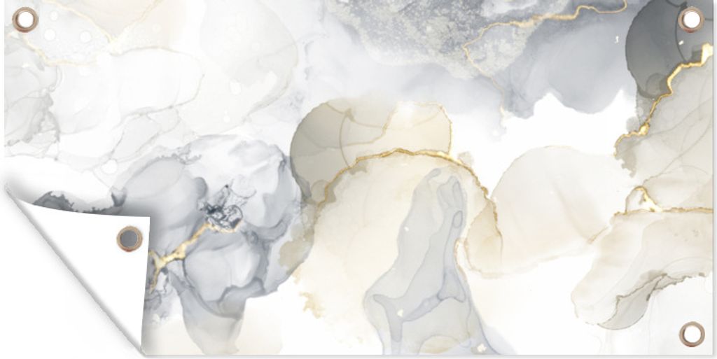 MuchoWow 160x80 cm Outdoor-Poster Gartendeko Sichtschutz Garten Poster für den Garten Marmor - Gelb - Weiß