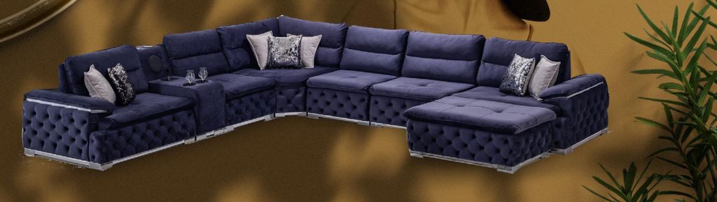 Ecksofa U-Form Chesterfield Sofa Couch Sofas Wohnzimmer Möbel italienischer Stil