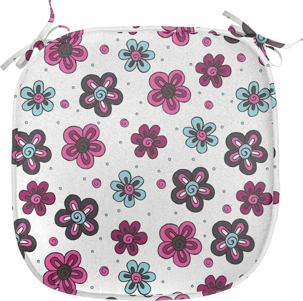 ABAKUHAUS Blumen Polster für Esszimmerstühle, Röschen Knospen-Kind-Mädchen, Dekoratives wasserfestes Kissen mit Riemen für Küchensitze, 40 cm...