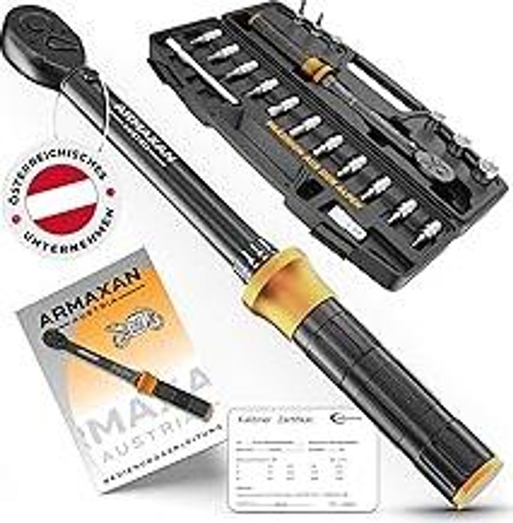Drehmomentschlüssel Fahrrad Set 1-25 Nm 20-tlg 1/4 Zoll für Rennrad, MTB, Motorrad & Bike | ±2% Genauigkeit Präziser Klick-Mechanismus | Mit HE...