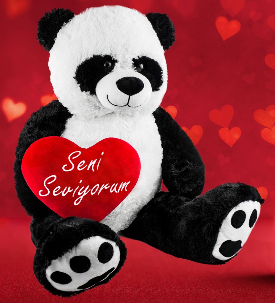 BRUBAKER XXL Panda 100 cm grand avec Seni Seviyorum Coeur