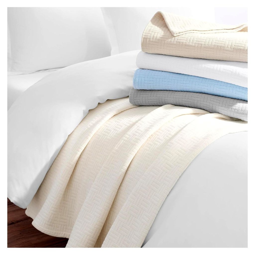 Korbgeflecht-Decke für King-Size-Bett, 100 % ringgesponnene Baumwolle, Ganzjahresdecken, weich und atmungsaktiv, 300 g/m², für Bett, Sofa und St...