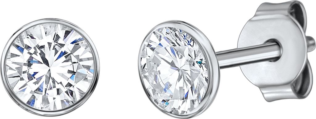 Ohrstecker 925/- Sterling Silber rhodiniert 1 cm Zirkonia
