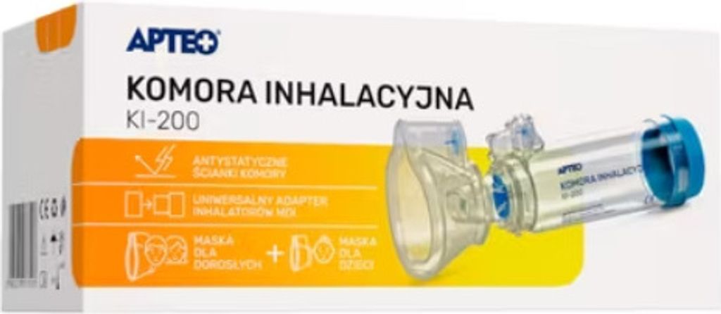 KI-200 APTEO Inhalation Chamber with Adult and Child Masks for Aerosol Medication Delivery