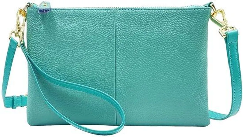 Sacoche femme en cuir avec compartiment cartes et lanière réglable
