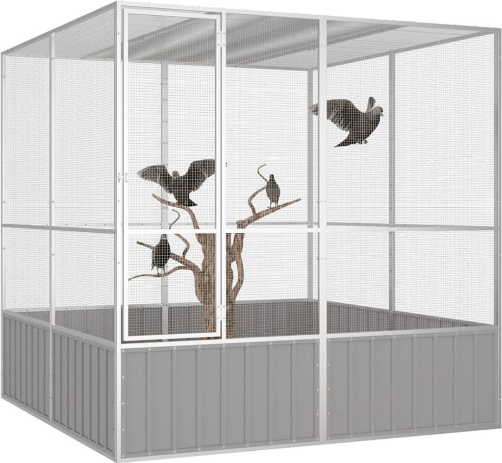 vidaXL Cage à oiseaux Gris 213,5x217,5x211,5 cm Acier Image du produit 