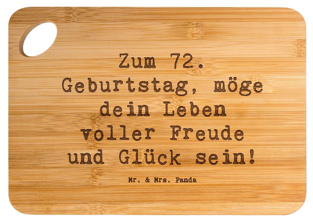 Mr. & Mrs. Panda Holzbrett Spruch 72. Geburtstag Freude - Transparent - Geschenk, Alter, Schneidebrett, schneidunterlage, holzschneidebrett, wertvo...