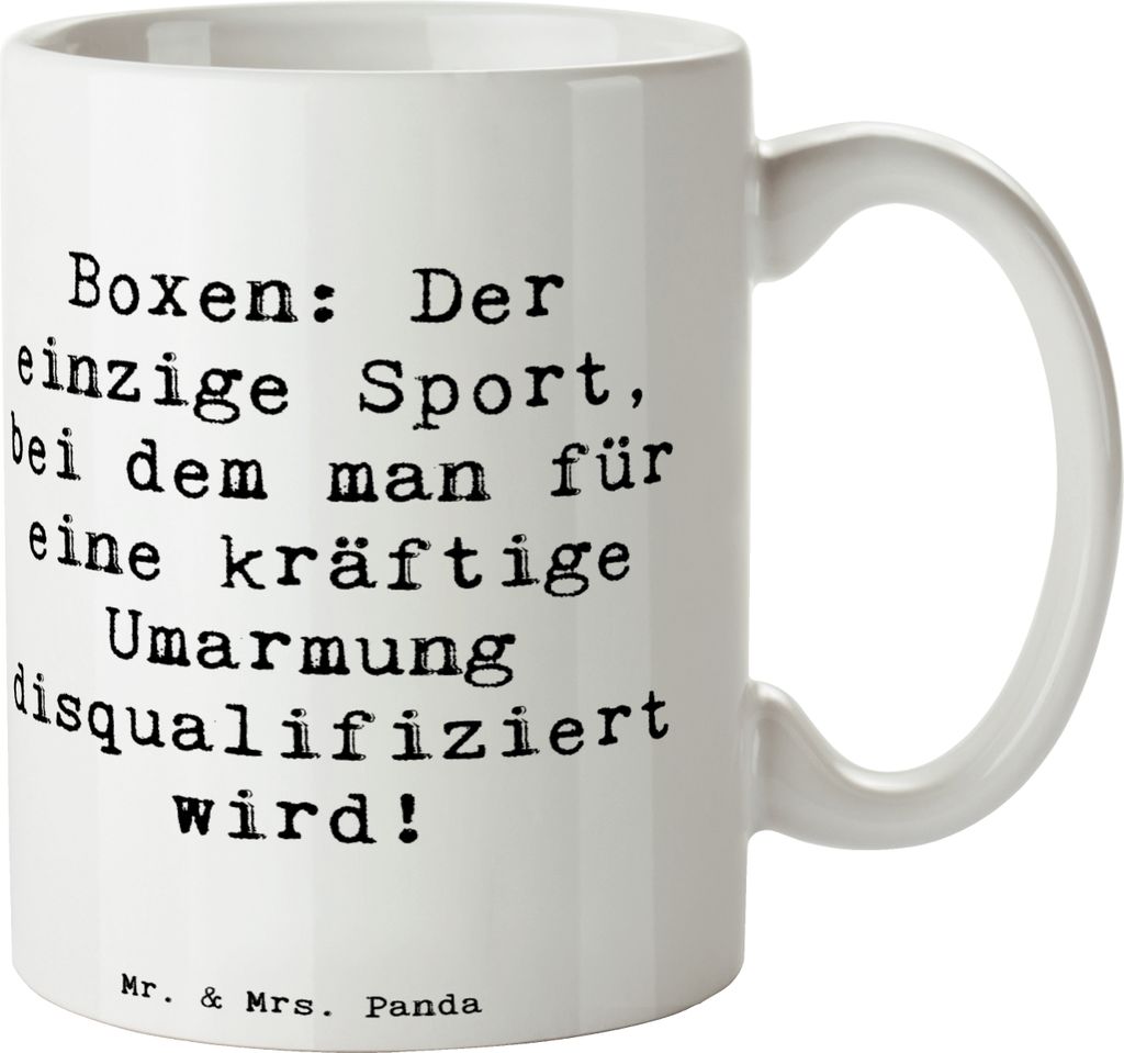 Mr. & Mrs. Panda Kaffeetasse Spruch Boxen Umarmung - Weiß - Geschenk, Ring, Sportler, Trainer, Bedruckte Tasse, Kampfsport, Kraft, Boxhandschuhe, ...