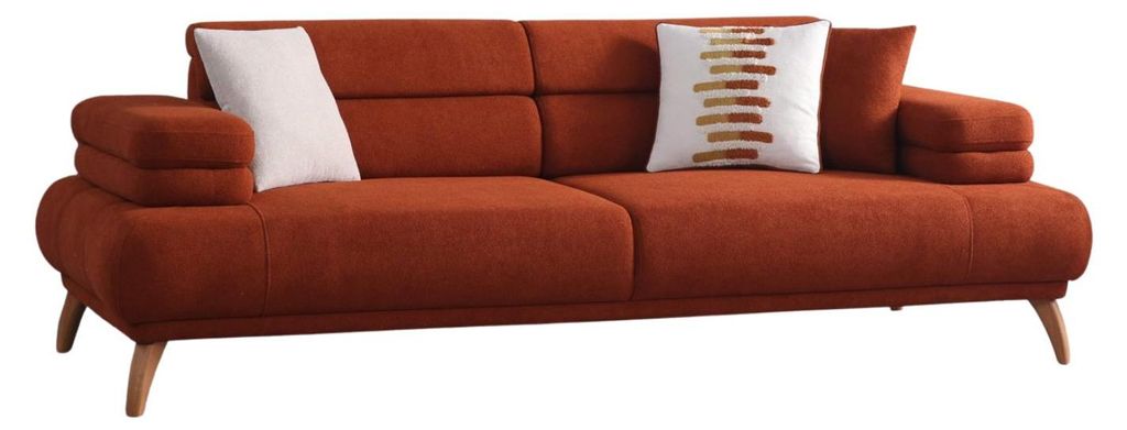 Villa Möbel Sofa Sevda Farbe: Terracotta Stellvariante:3-Sitzer mit Relax-/Bettfunktion durch verstellbare Rückenlehne
