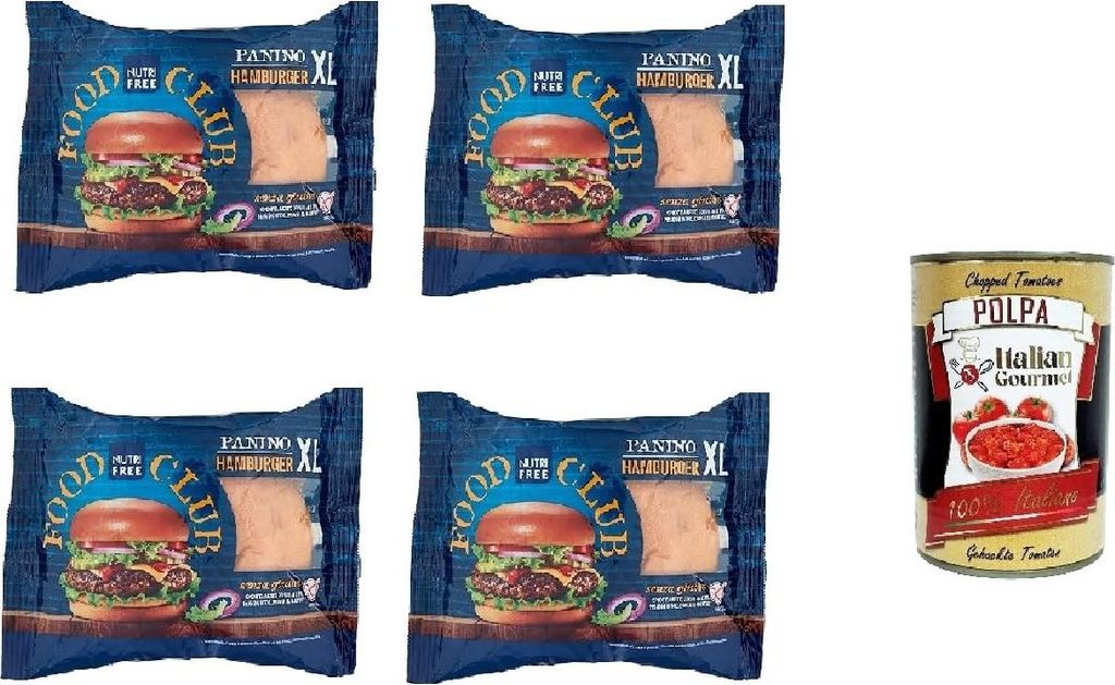 Nutri Free Panino Hamburger XL glutenfrei 100g, 4x100gr + Italian Gourmet polpa 400gr