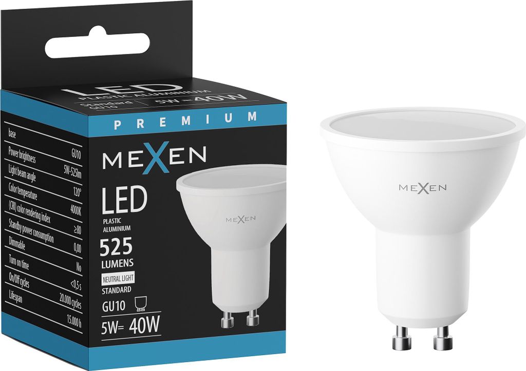 Mexen Nova LED-Glühbirne GU10, 5W, Neutral - 4000K, 525 lm Produktbild 