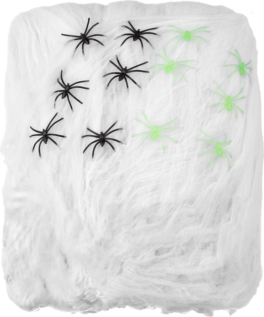 Riesen-Spinnennetz mit Spinnen Halloween-Deko weiss 150qm Produktbild 