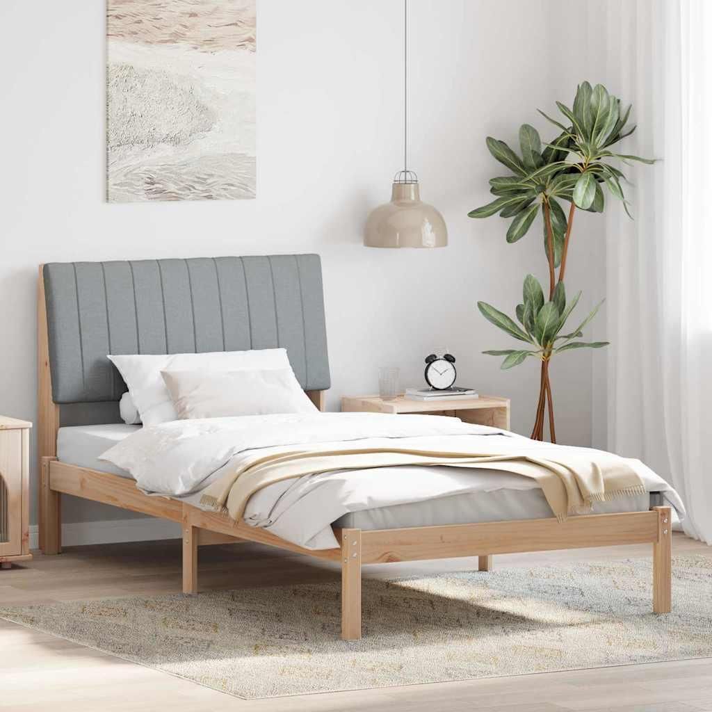 "Schlussverkauf" Einzelbett 1 PLACE - bettrahmen moderne - mit Kopfteil - Braun 100x200 cm Massives Kiefernholz C3734