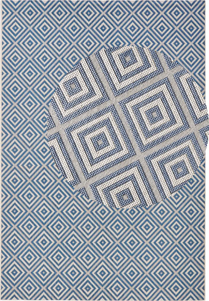 Tapis bleu Karo Meadow Hanse Home - Fibre robuste In & Outdoor