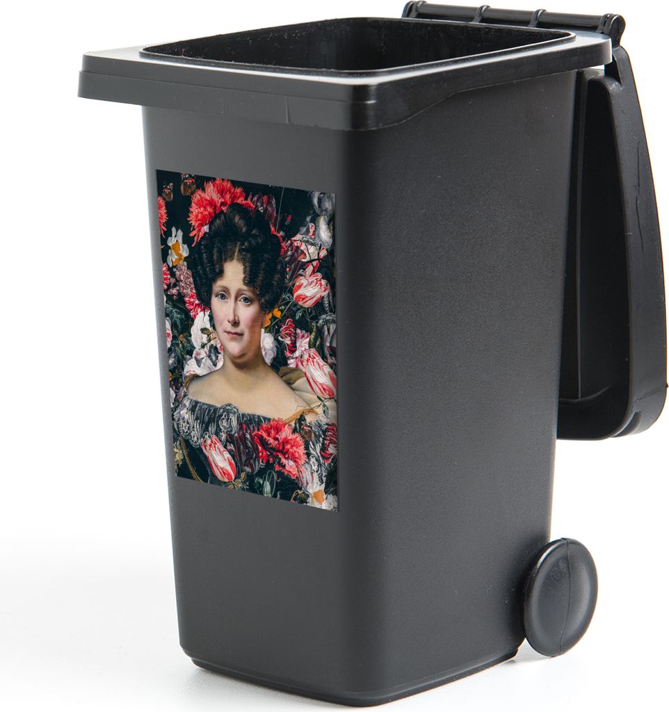 MuchoWow Mülltonnenaufkleber Johanna Henriette Engelen - Dubois Drahonet - Blumen 40x60 cm - Mültonnen-sticker - Sticker - Aufkleber für die M...