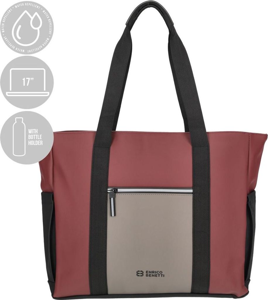 Große Damen Tasche Schultertasche Umhängetasche Crossover Bag Plane Handtasche Taupe-Burgund