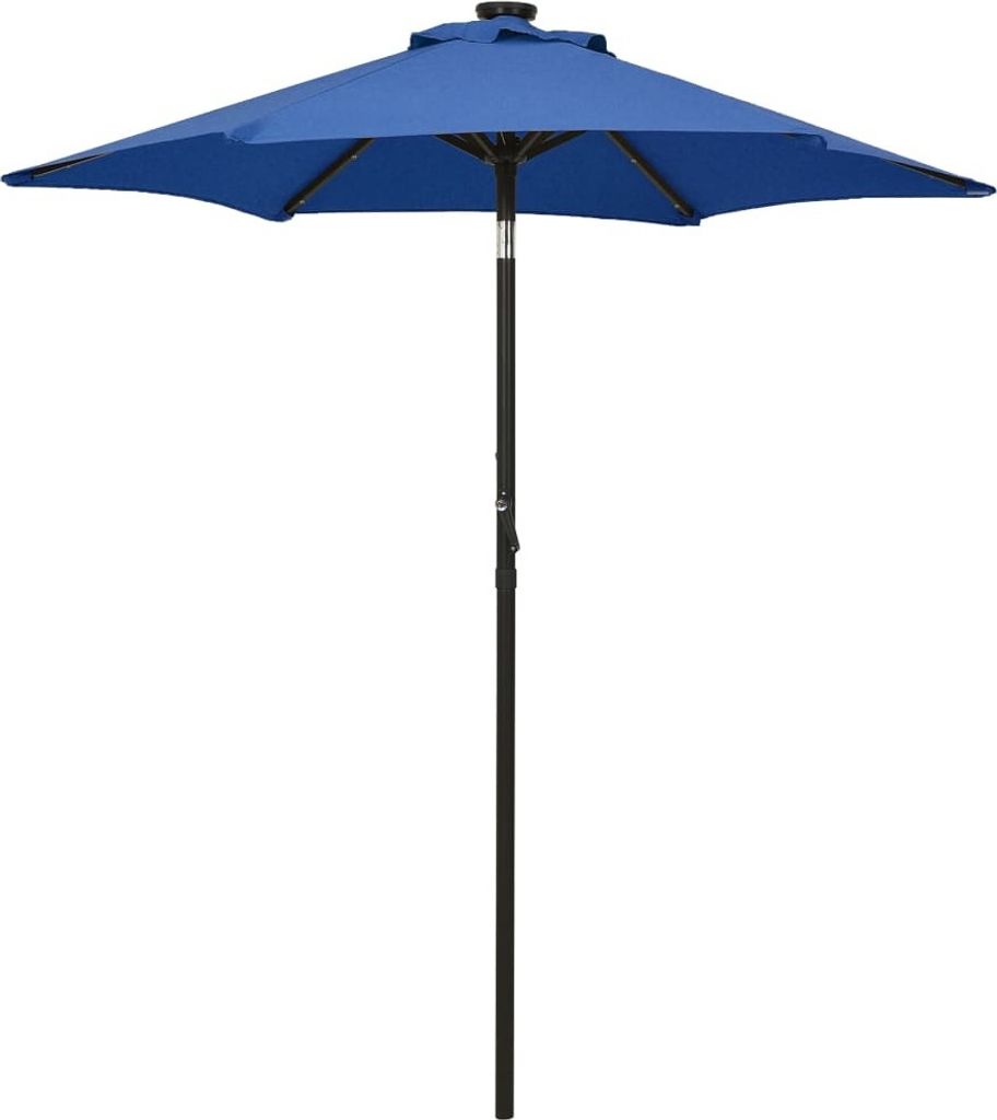 The Living Store Sonnenschirm mit LED-Leuchten Azurblau 200x211cm Aluminium