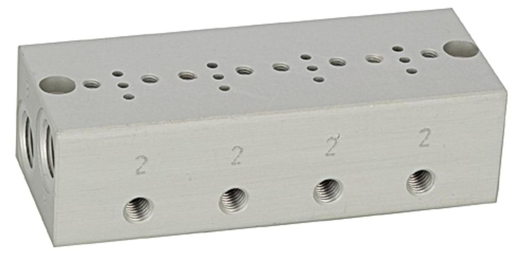 Riegler Reihengrundplatte 4-fach, M5 für Mini-Magnetventile 15 mm
