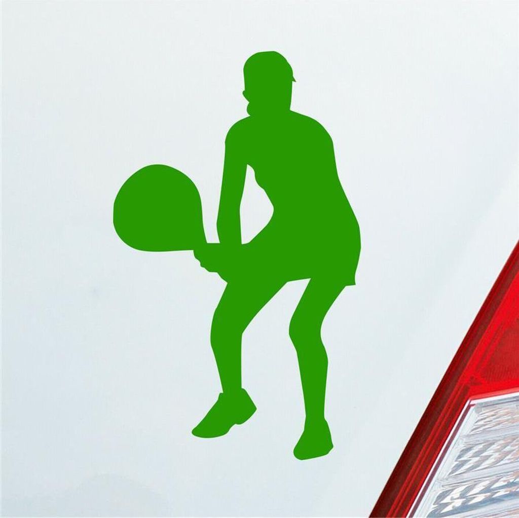 Auto Aufkleber Tennis Tennisspieler Sport Squash 10x6 cm Hellgrün Sticker Heckscheibenaufkleber